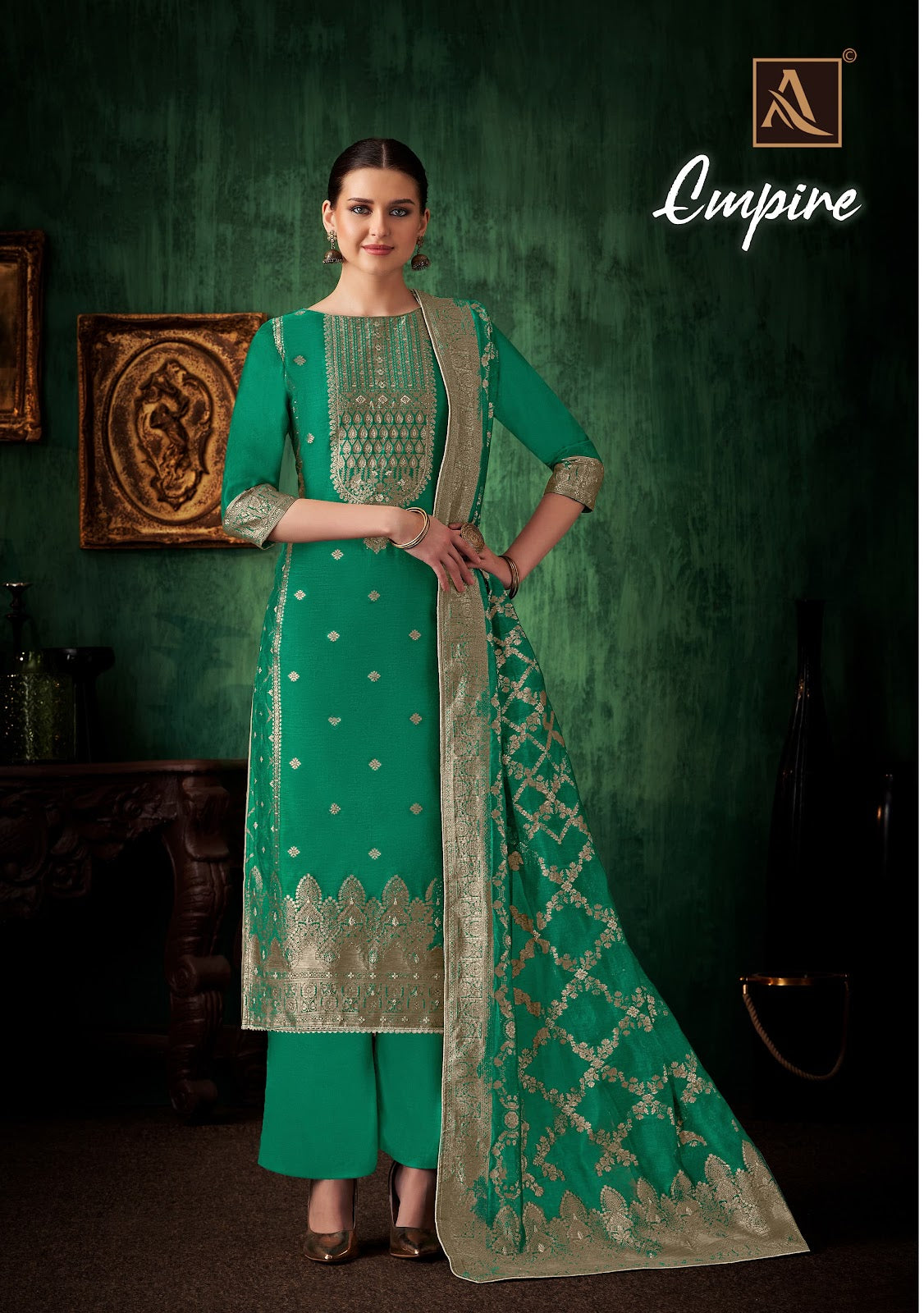 Empire Alok Jacquard Karachi Salwar Suits Supplier Ahmedabad