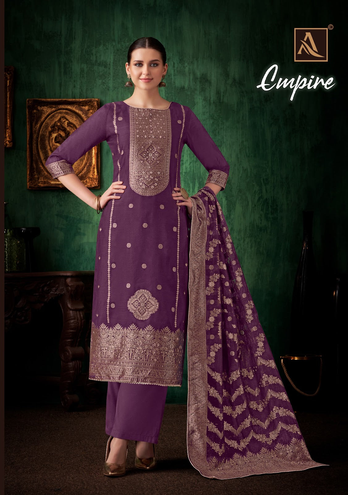Empire Alok Jacquard Karachi Salwar Suits Supplier Ahmedabad