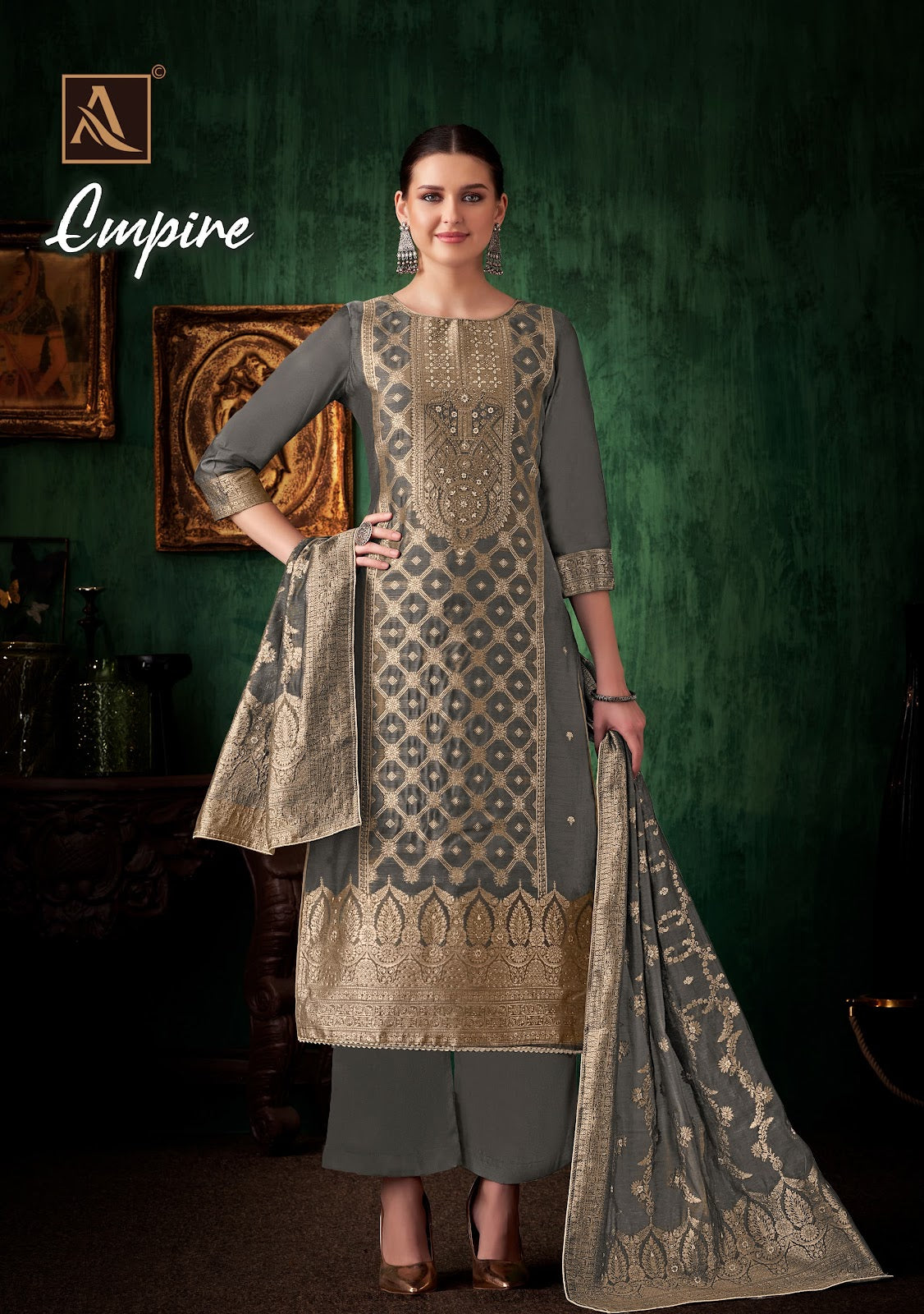 Empire Alok Jacquard Karachi Salwar Suits Supplier Ahmedabad