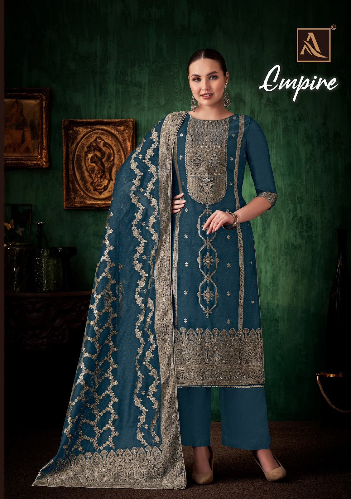 Empire Alok Jacquard Karachi Salwar Suits Supplier Ahmedabad