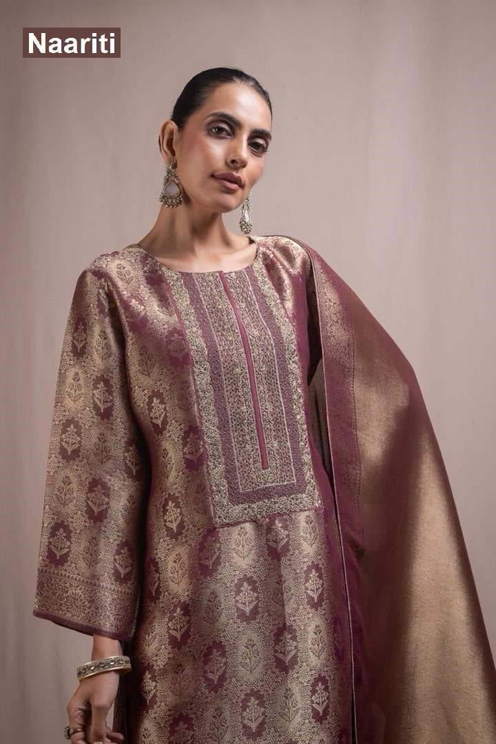 Enaar 2874 Naariti Silk Jacquard Pant Style Suits Wholesaler Gujarat