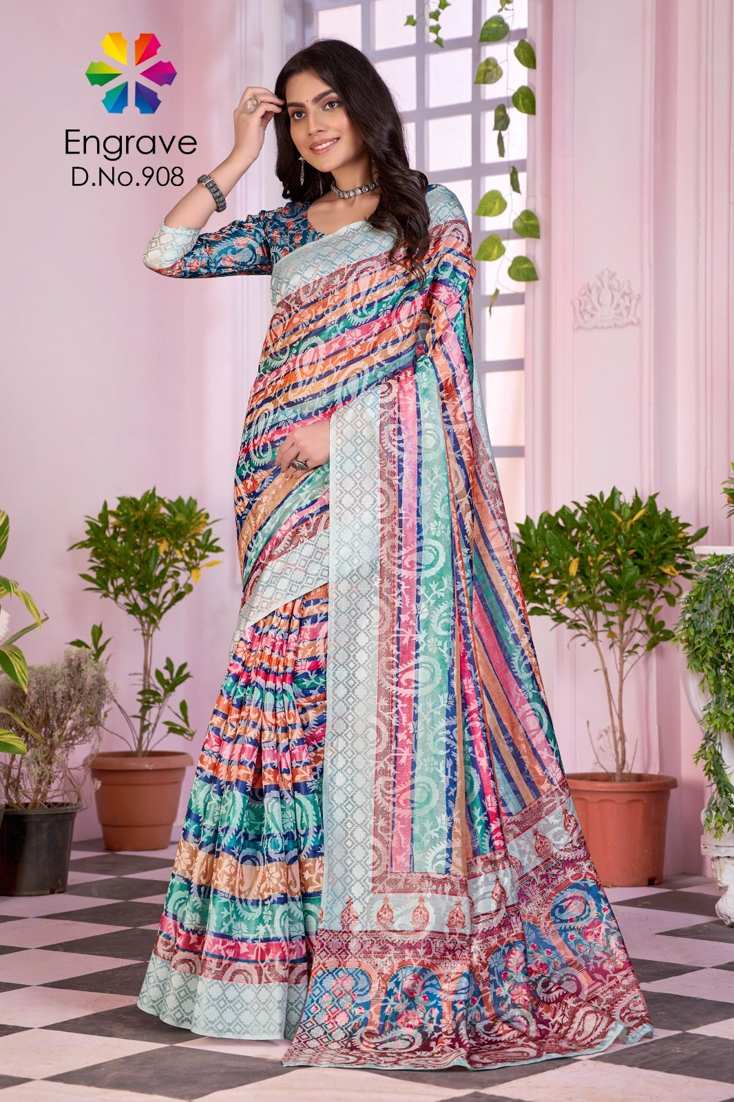 Engrave 900 To 910 Jivora Chanderi Silk Sarees Manufacturer Gujarat