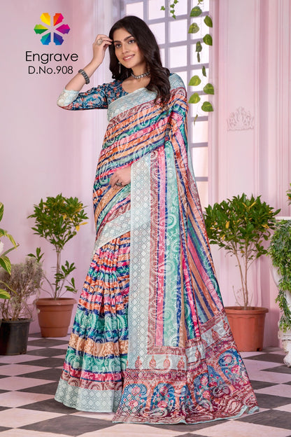 Engrave 900 To 910 Jivora Chanderi Silk Sarees Manufacturer Gujarat