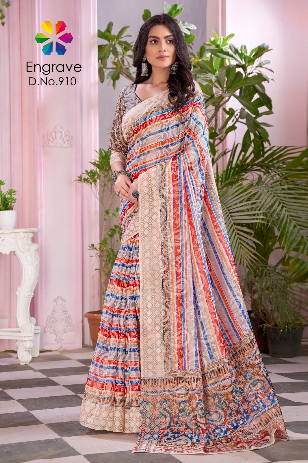 Engrave 900 To 910 Jivora Chanderi Silk Sarees Manufacturer Gujarat
