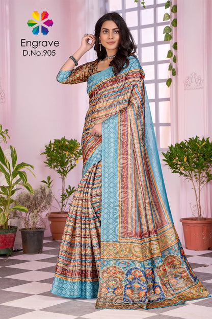 Engrave 900 To 910 Jivora Chanderi Silk Sarees Manufacturer Gujarat