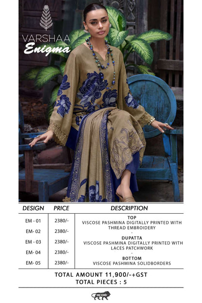 Enigma Varshaa Viscose Pashmina Suits Wholesale Rate