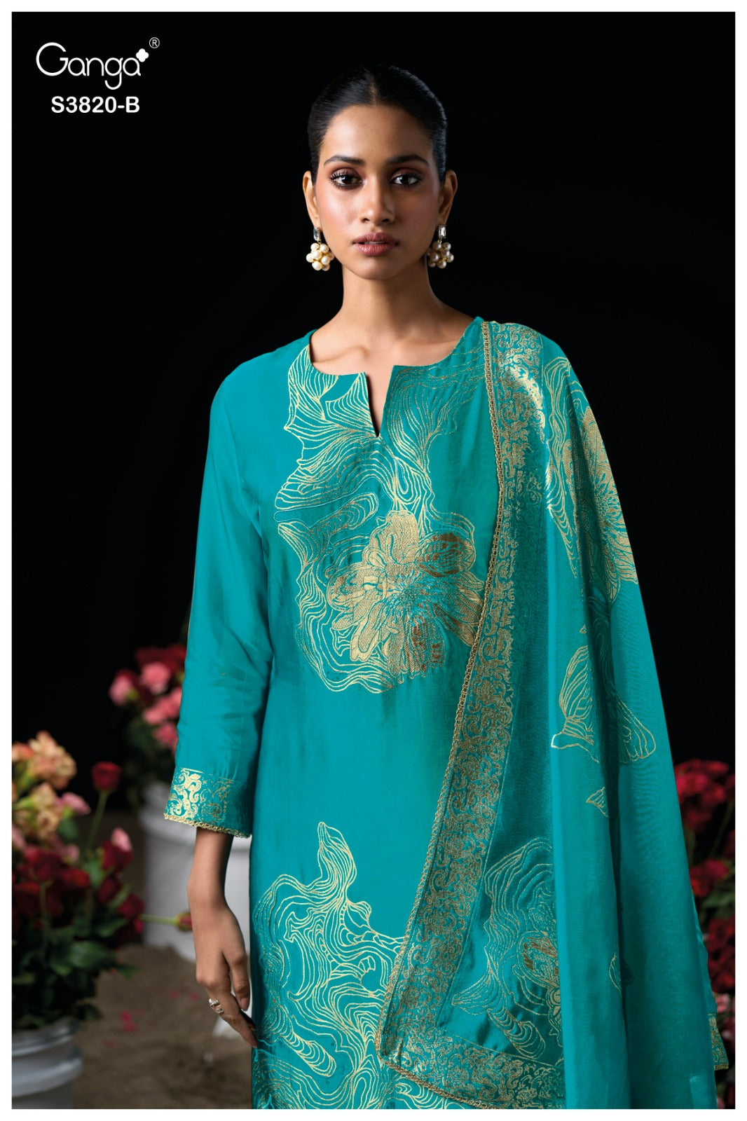 Enole S3820 Ganga Woven Silk Pant Style Suits Exporter Ahmedabad