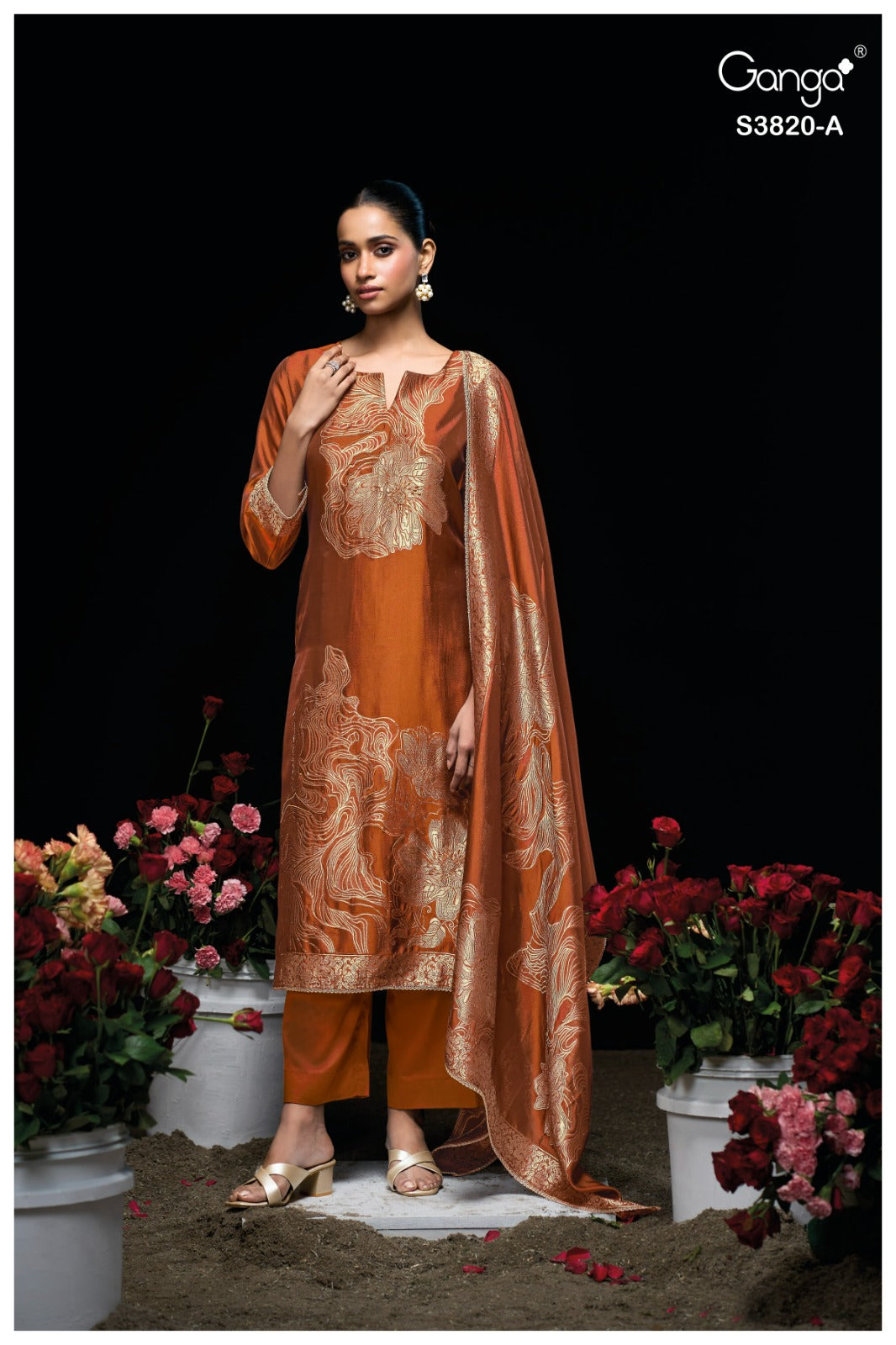 Enole S3820 Ganga Woven Silk Pant Style Suits Exporter Ahmedabad