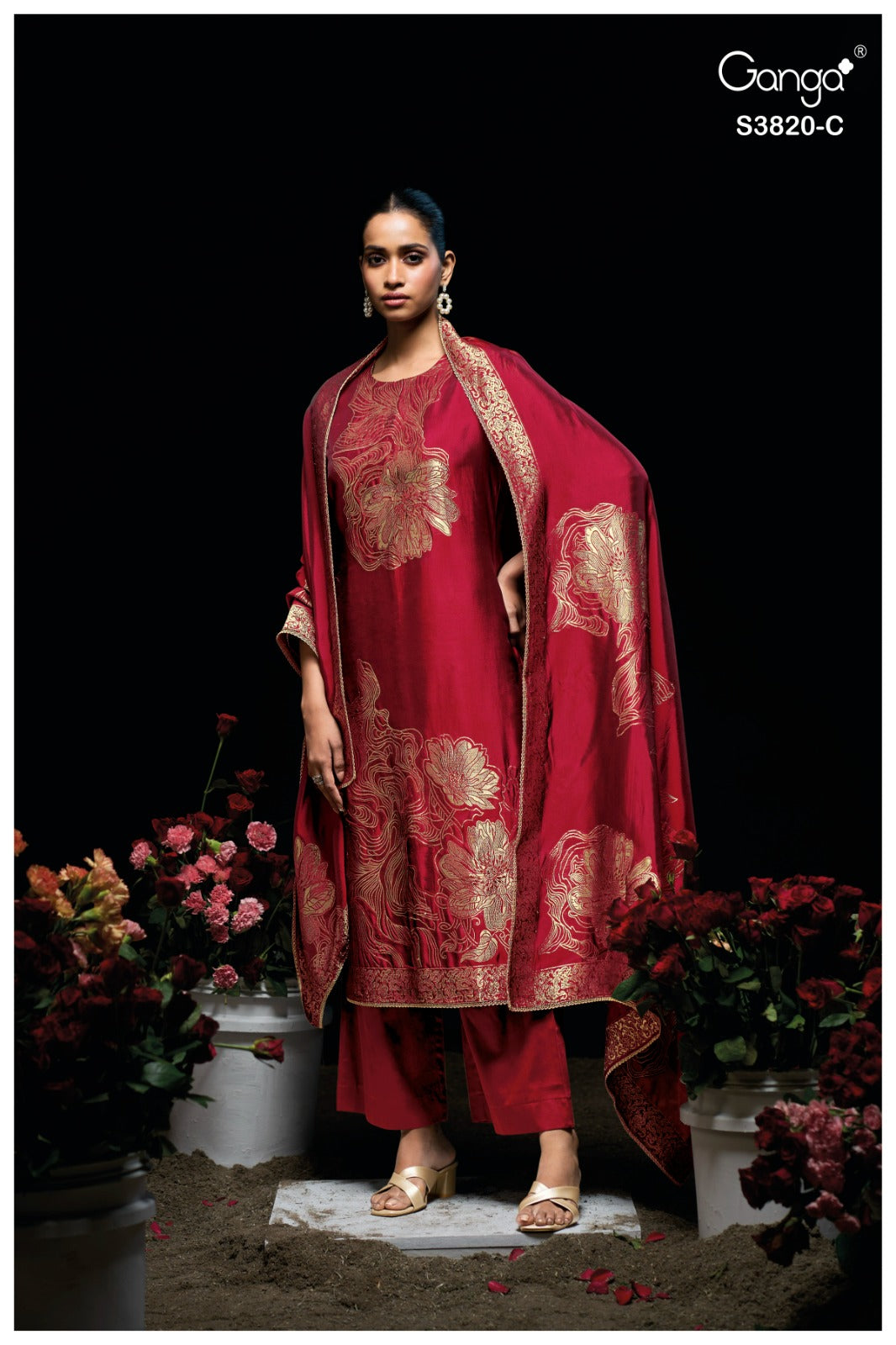 Enole S3820 Ganga Woven Silk Pant Style Suits Exporter Ahmedabad