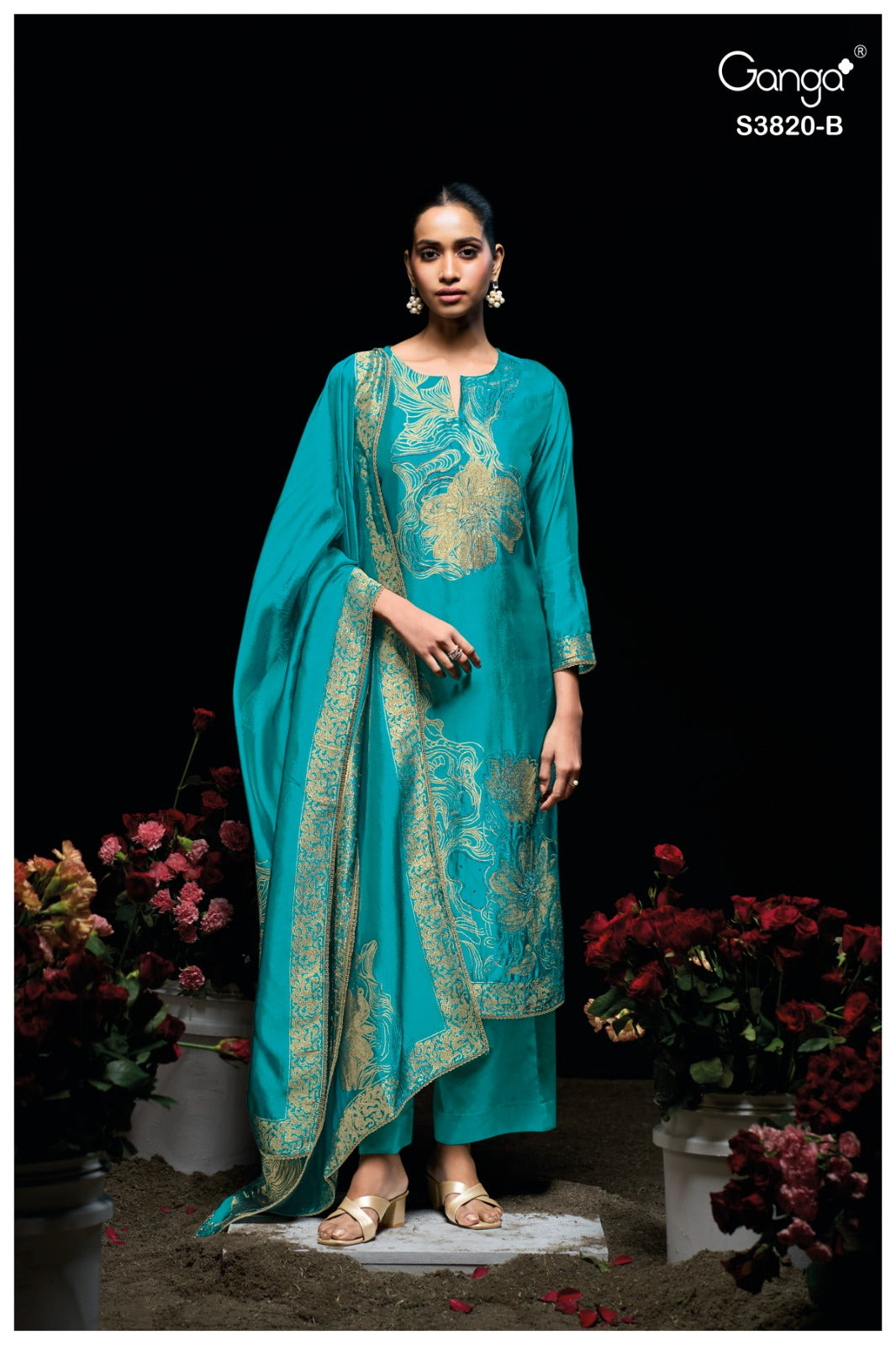 Enole S3820 Ganga Woven Silk Pant Style Suits Exporter Ahmedabad