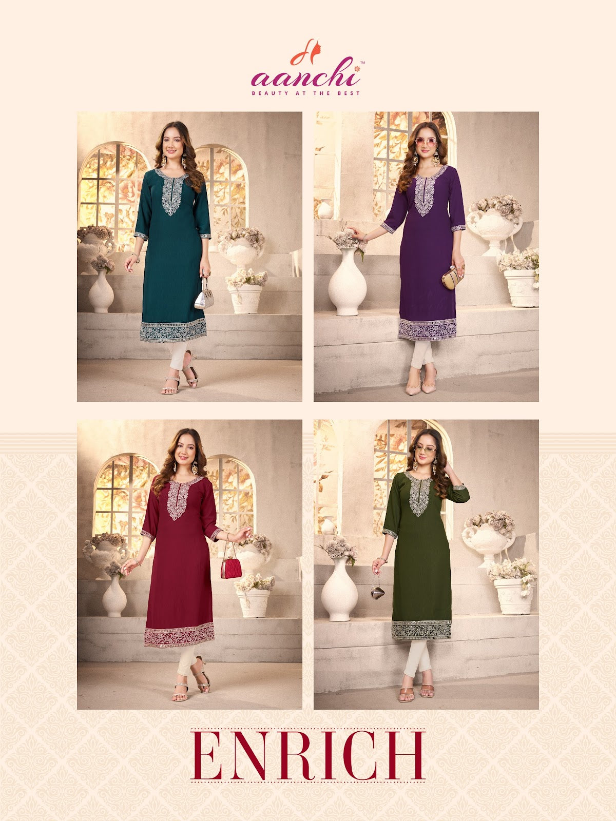 Enrich Aanchi Straight Cut Kurtis Exporter India