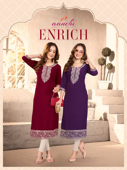Enrich Aanchi Straight Cut Kurtis Exporter India