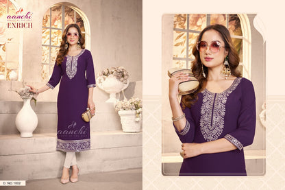 Enrich Aanchi Straight Cut Kurtis Exporter India