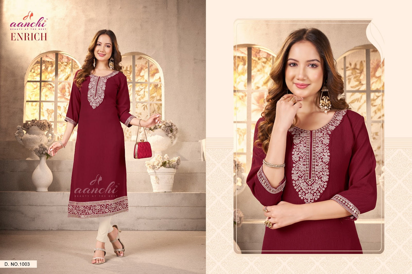 Enrich Aanchi Straight Cut Kurtis Exporter India