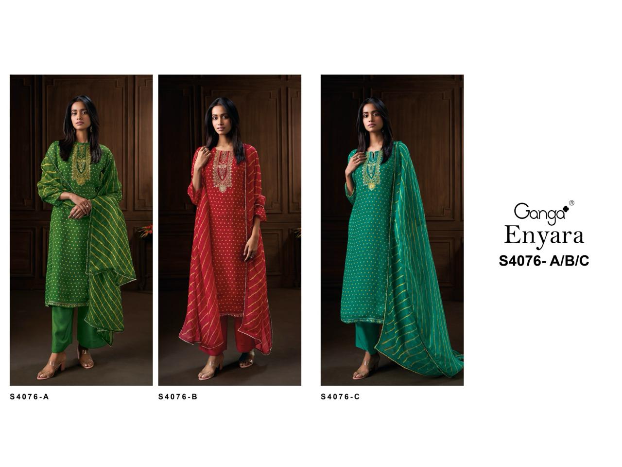 Enyara 4076 Ganga Pure Viscose Pant Style Suits Wholesaler