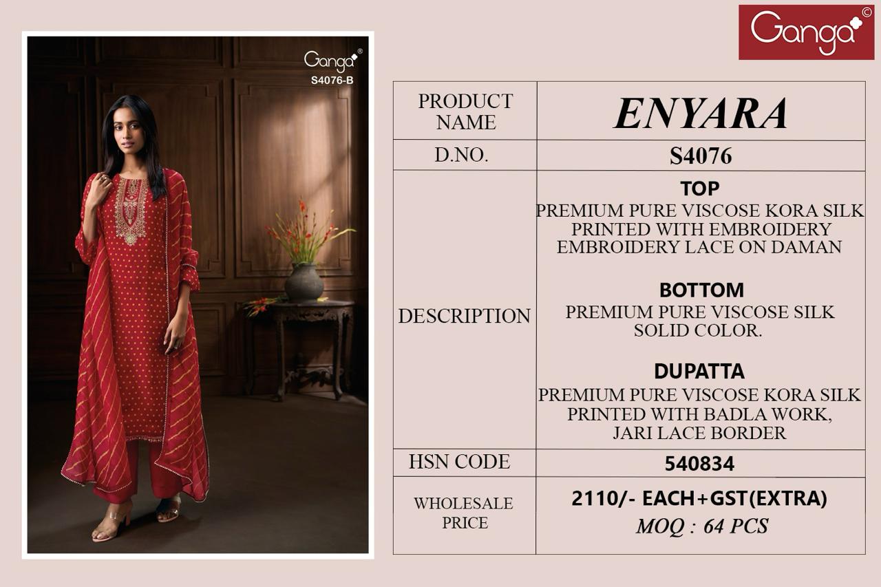 Enyara 4076 Ganga Pure Viscose Pant Style Suits Wholesaler