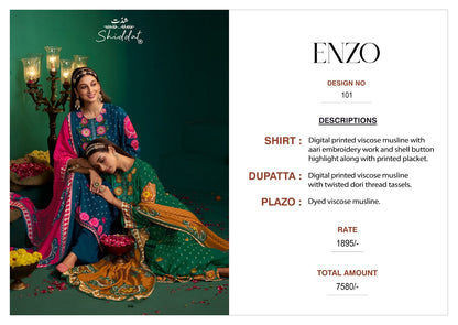 Enzo 101 Shiddat Viscose Muslin Pant Style Suits Exporter Gujarat