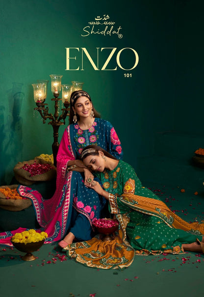 Enzo 101 Shiddat Viscose Muslin Pant Style Suits Exporter Gujarat
