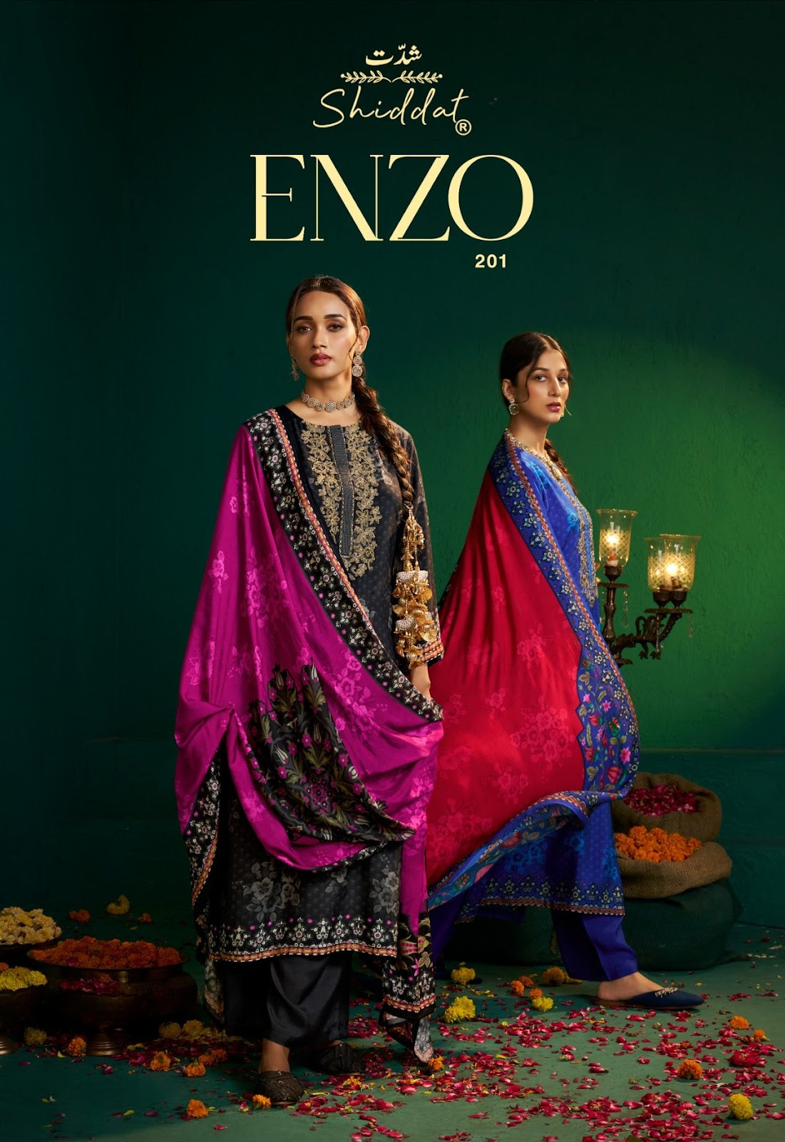 Enzo 201 Shiddat Viscose Muslin Plazzo Style Suits Supplier