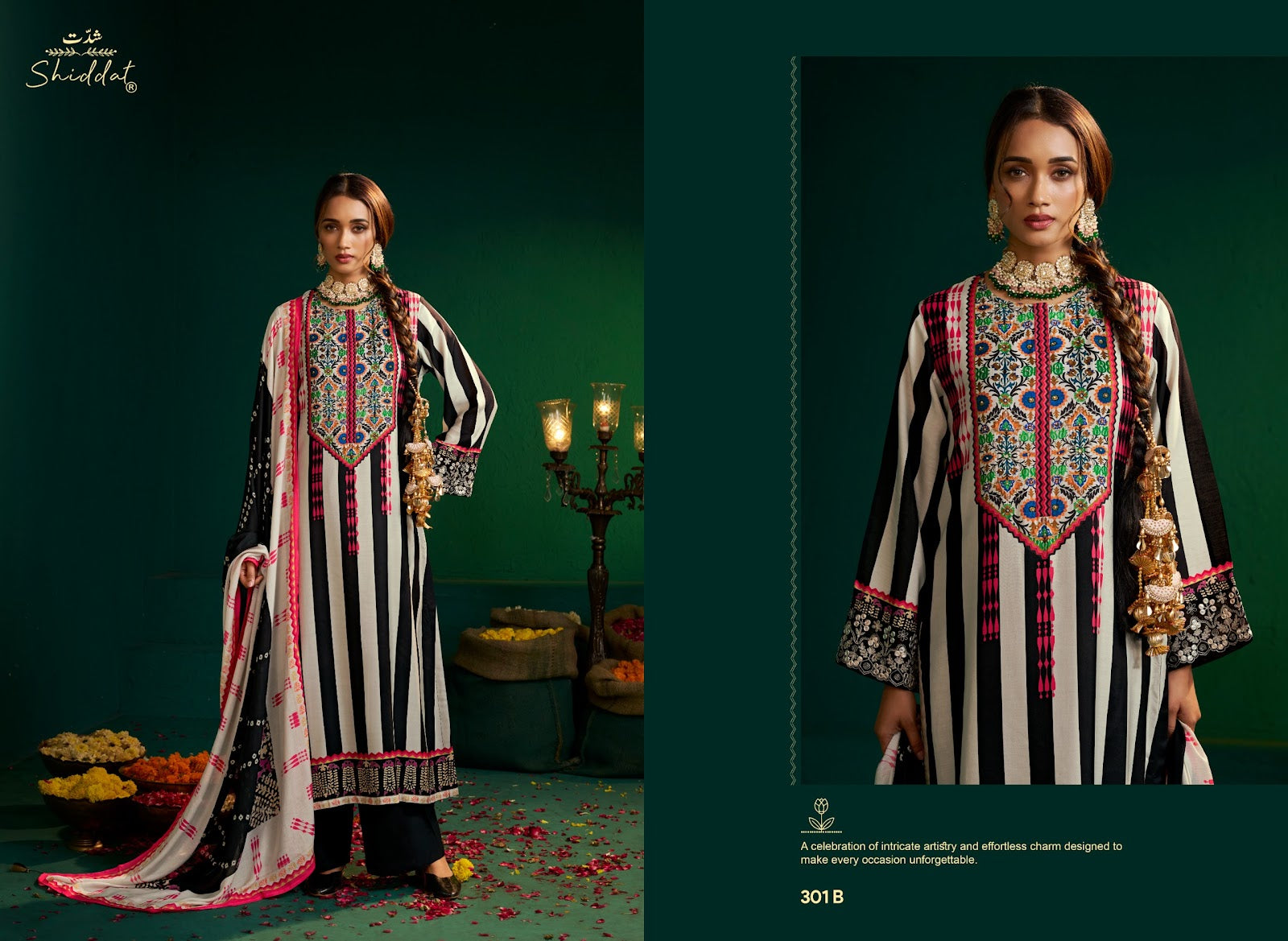 Enzo 301 Shiddat Viscose Muslin Plazzo Style Suits Supplier India