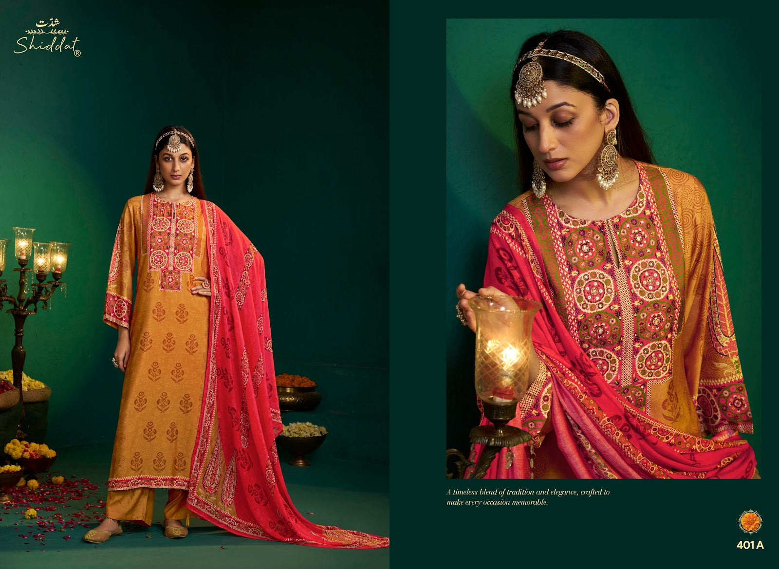 Enzo 401 Shiddat Viscose Muslin Plazzo Style Suits Wholesaler