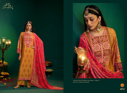 Enzo 401 Shiddat Viscose Muslin Plazzo Style Suits Wholesaler