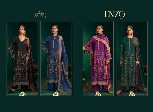 Enzo 501 Shiddat Viscose Muslin Plazzo Style Suits Exporter Ahmedabad