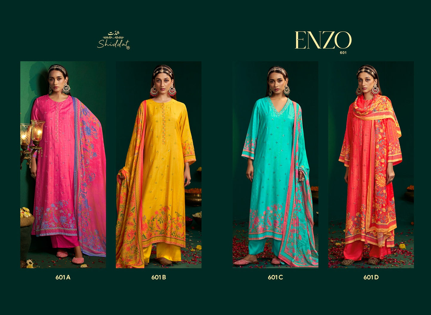Enzo 601 Shiddat Viscose Muslin Plazzo Style Suits Wholesaler Ahmedabad