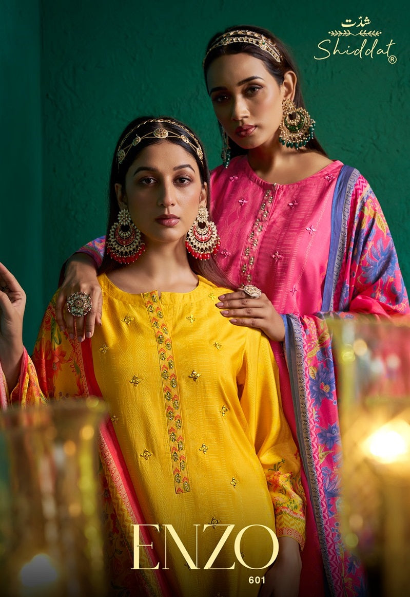 Enzo 601 Shiddat Viscose Muslin Plazzo Style Suits Wholesaler Ahmedabad