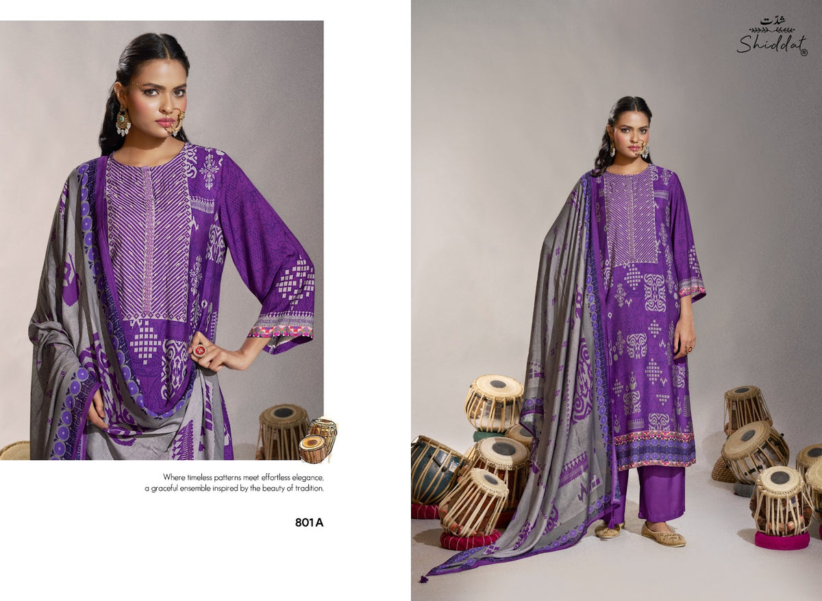 Enzo 801 Shiddat Viscose Muslin Plazzo Style Suits Wholesaler