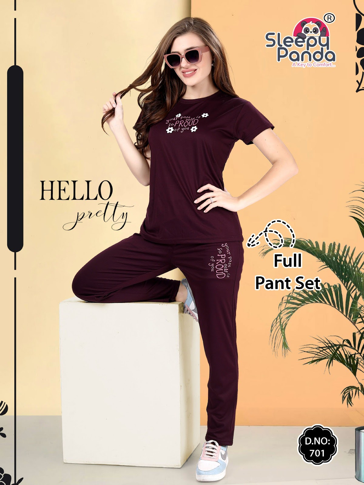 Erica 701 Sleepy Panda Tencil Co Ord Set Supplier Ahmedabad