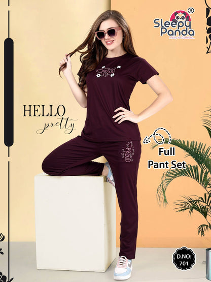 Erica 701 Sleepy Panda Tencil Co Ord Set Supplier Ahmedabad