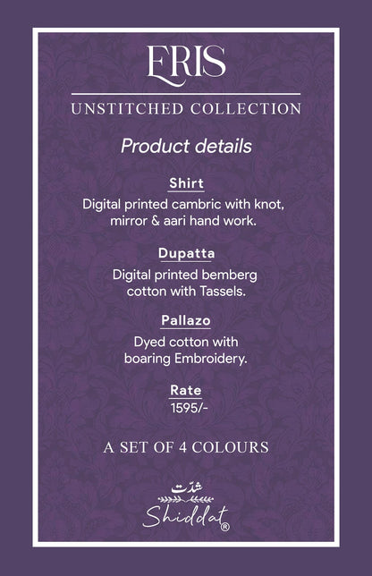 Eris 1002 Shiddat Cambric Plazzo Style Suits Exporter India