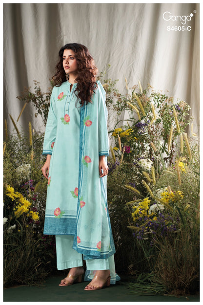 Erixa 4605 Ganga Cotton Plazzo Style Suits Wholesale Price