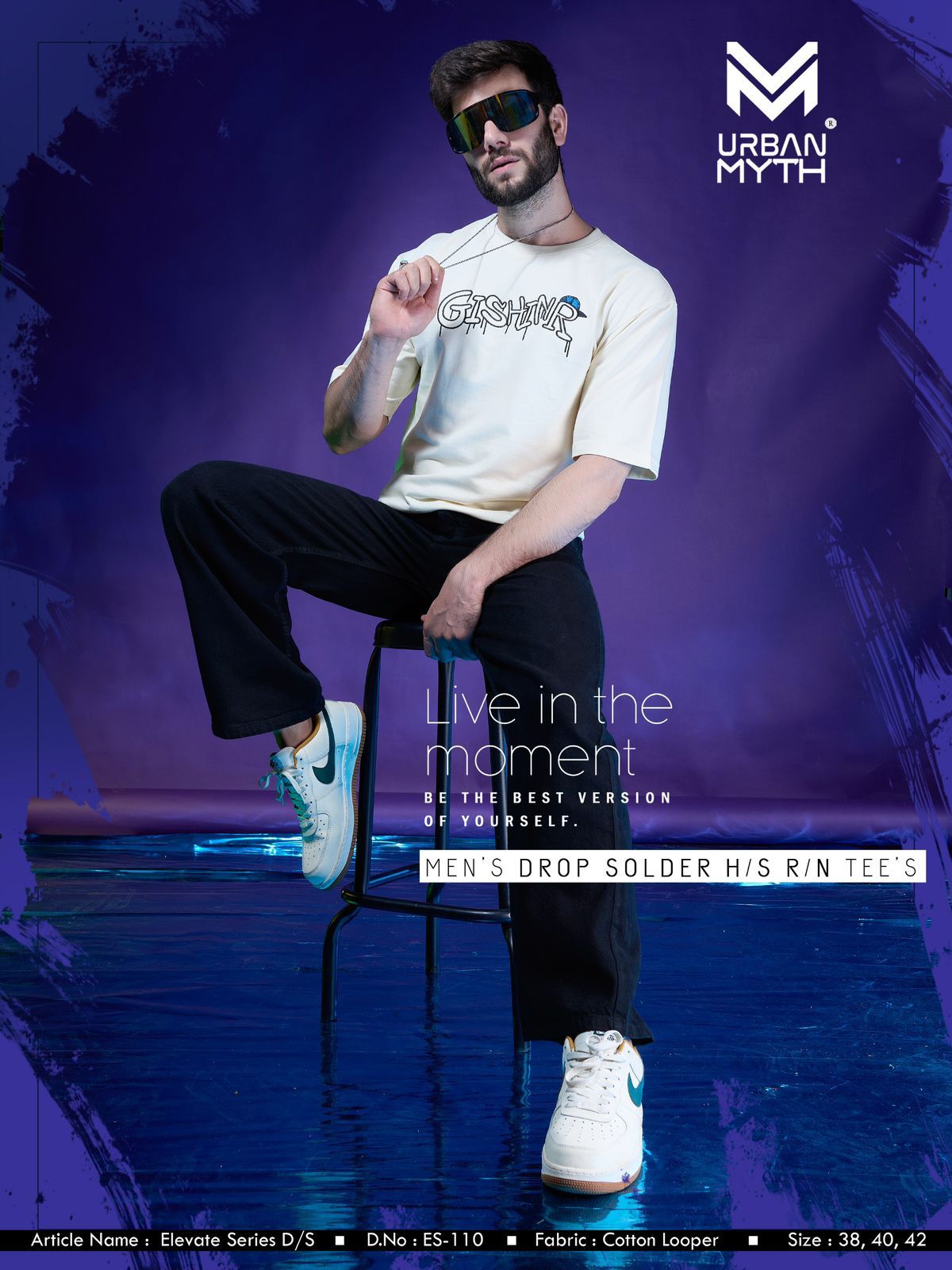 Es-110 Elevate Series Urban Myth Cotton Looper Mens Tshirts Exporter