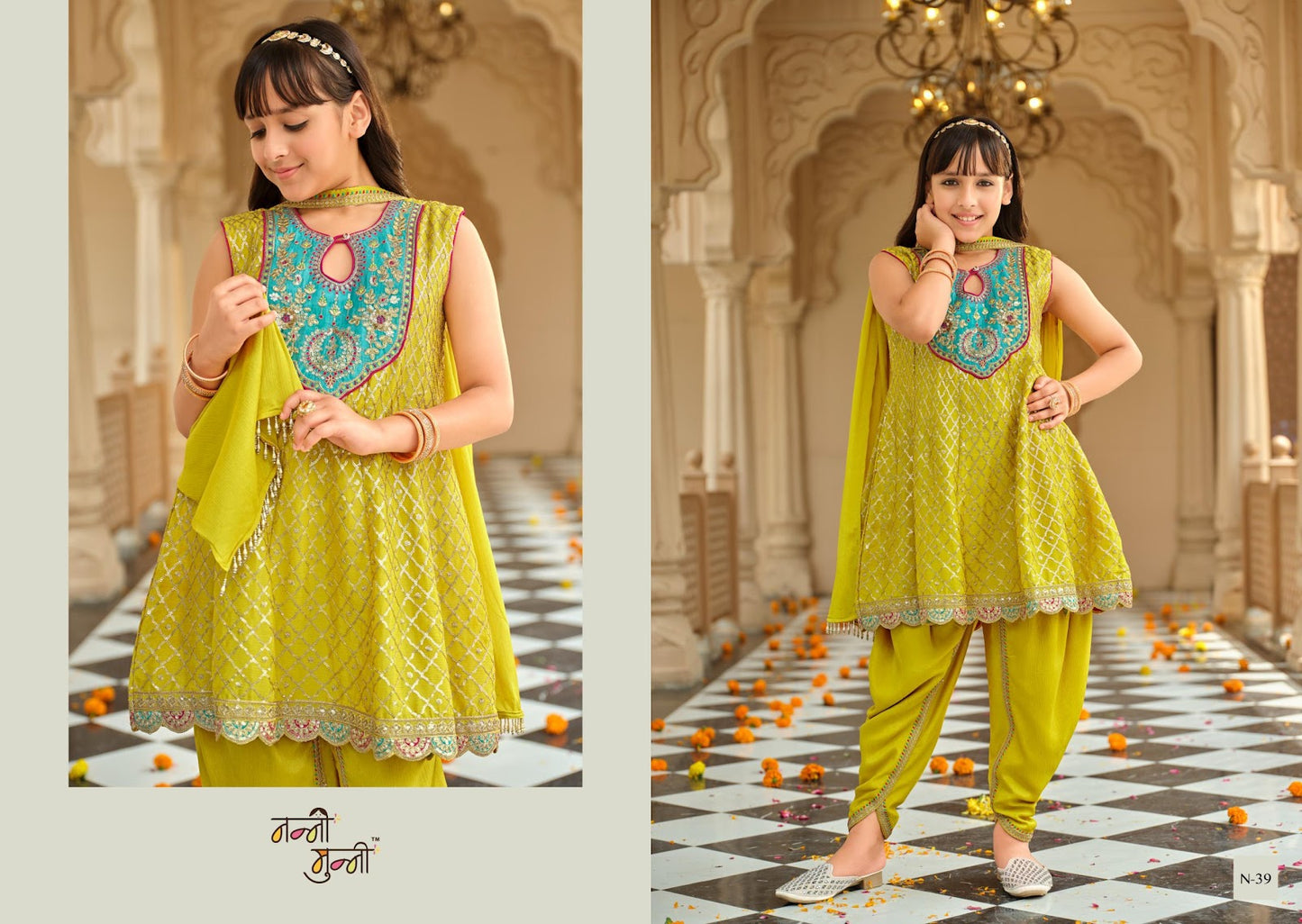 Esha Nanni Munni Chinnon Girls Readymade Patiyala Suits Supplier Ahmedabad
