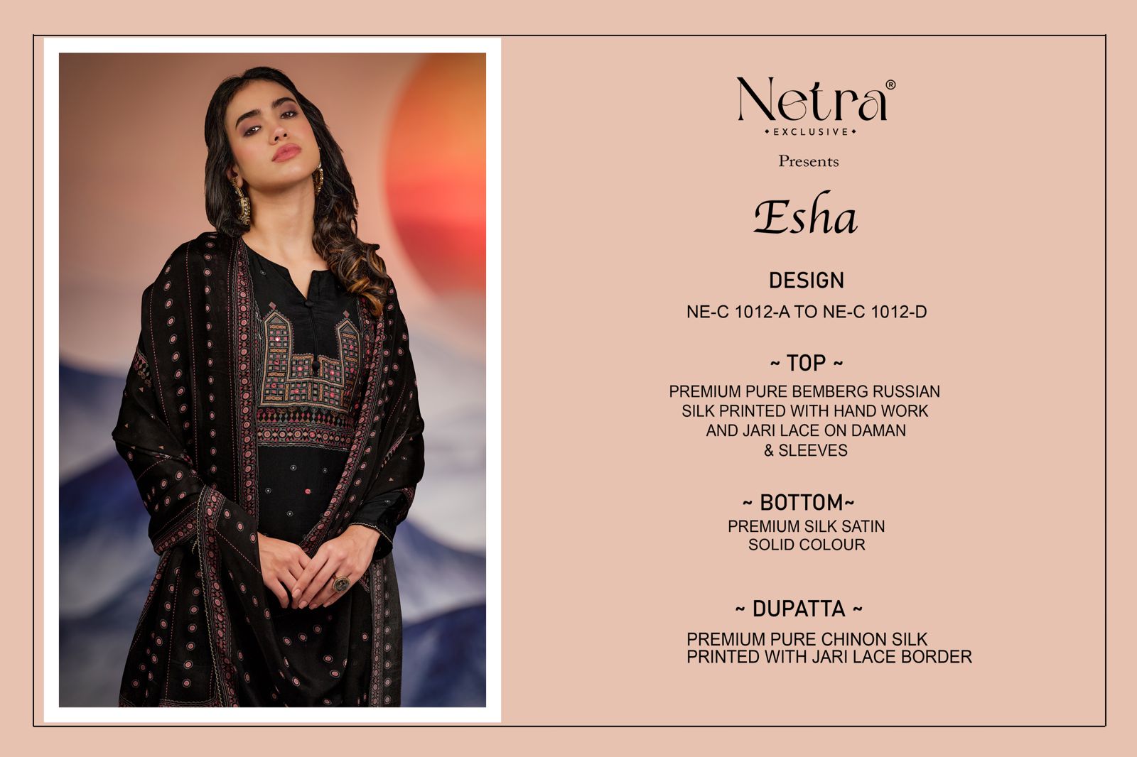 Esha Netra Pure Bemberg Pant Style Suits Wholesale Price