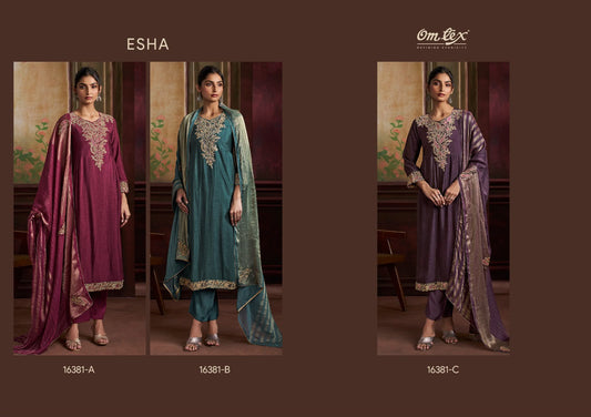 Esha Omtex Raw Silk Pant Style Suits Exporter India