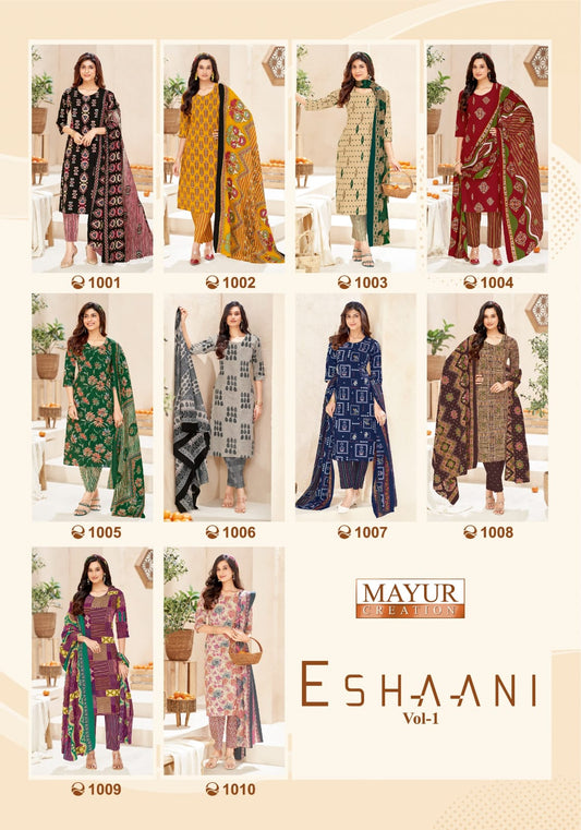 Eshaani Vol 1 Mayur Creation Cotton Dress Material Manufacturer Ahmedabad