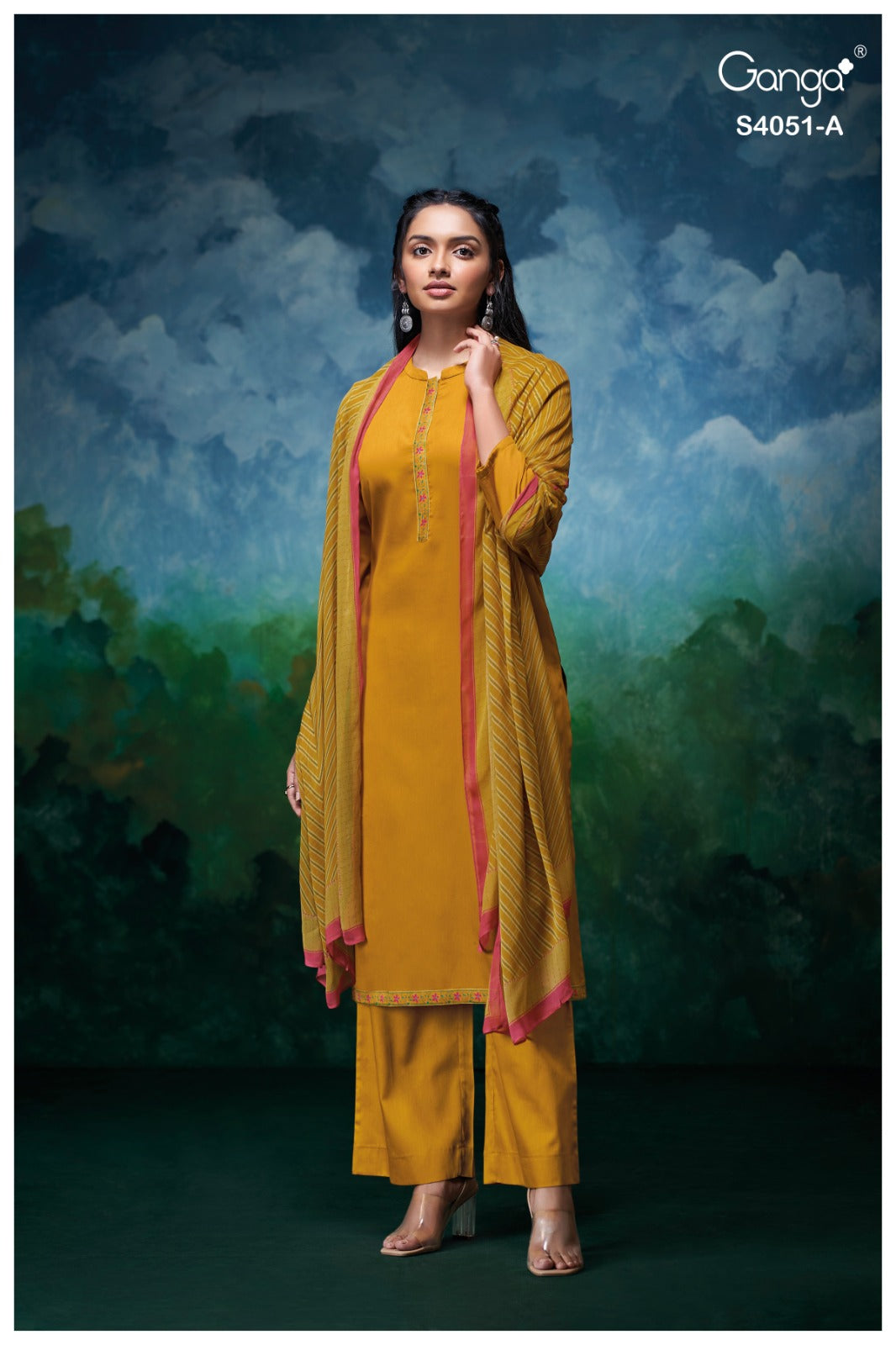 Eshal 4051 Ganga Premium Cotton Plazzo Style Suits Wholesale Price