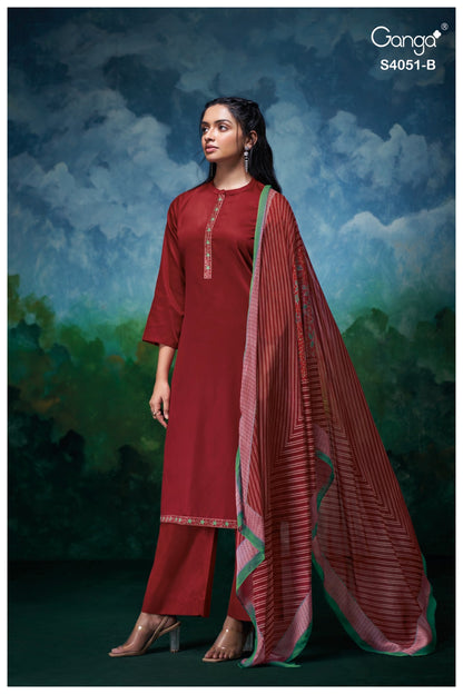 Eshal 4051 Ganga Premium Cotton Plazzo Style Suits Wholesale Price