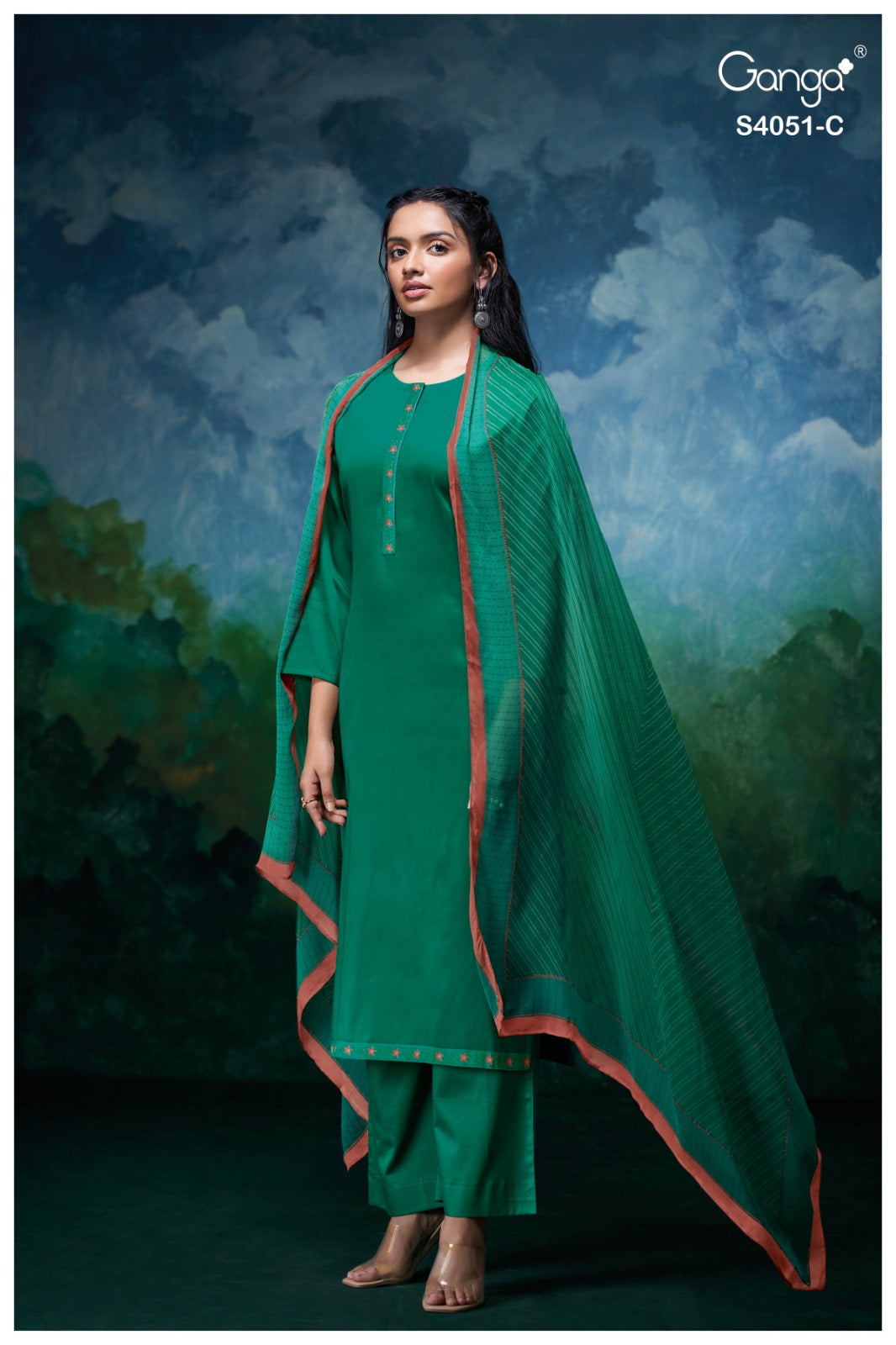 Eshal 4051 Ganga Premium Cotton Plazzo Style Suits Wholesale Price
