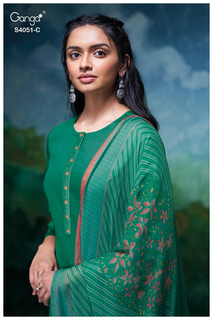 Eshal 4051 Ganga Premium Cotton Plazzo Style Suits Wholesale Price