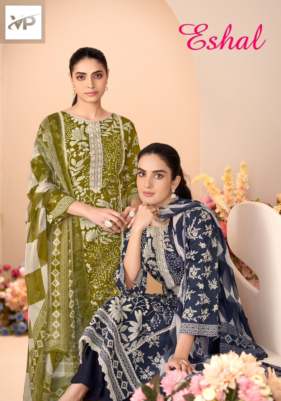 Eshal Vp Brand Lawn Cotton Karachi Salwar Suits Wholesale Price