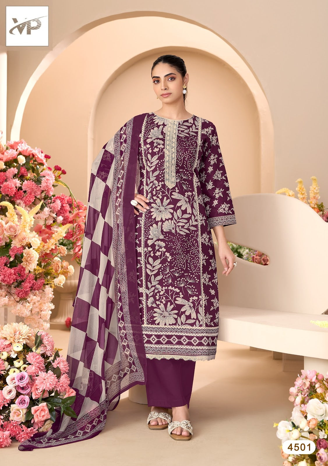 Eshal Vp Brand Lawn Cotton Karachi Salwar Suits Wholesale Price