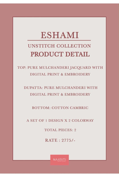 Eshami Naariti Mul Chanderi Pant Style Suits Wholesale