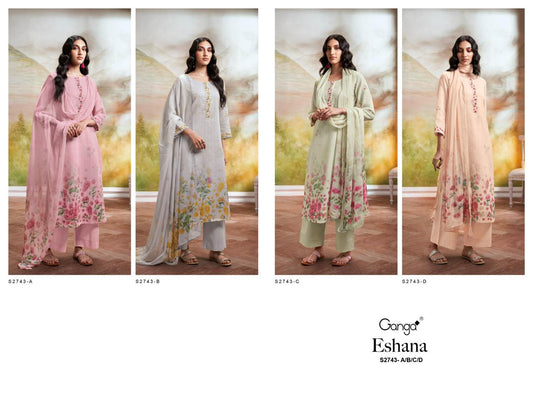 Eshana 2743 Ganga Cotton Plazzo Style Suits Supplier Ahmedabad