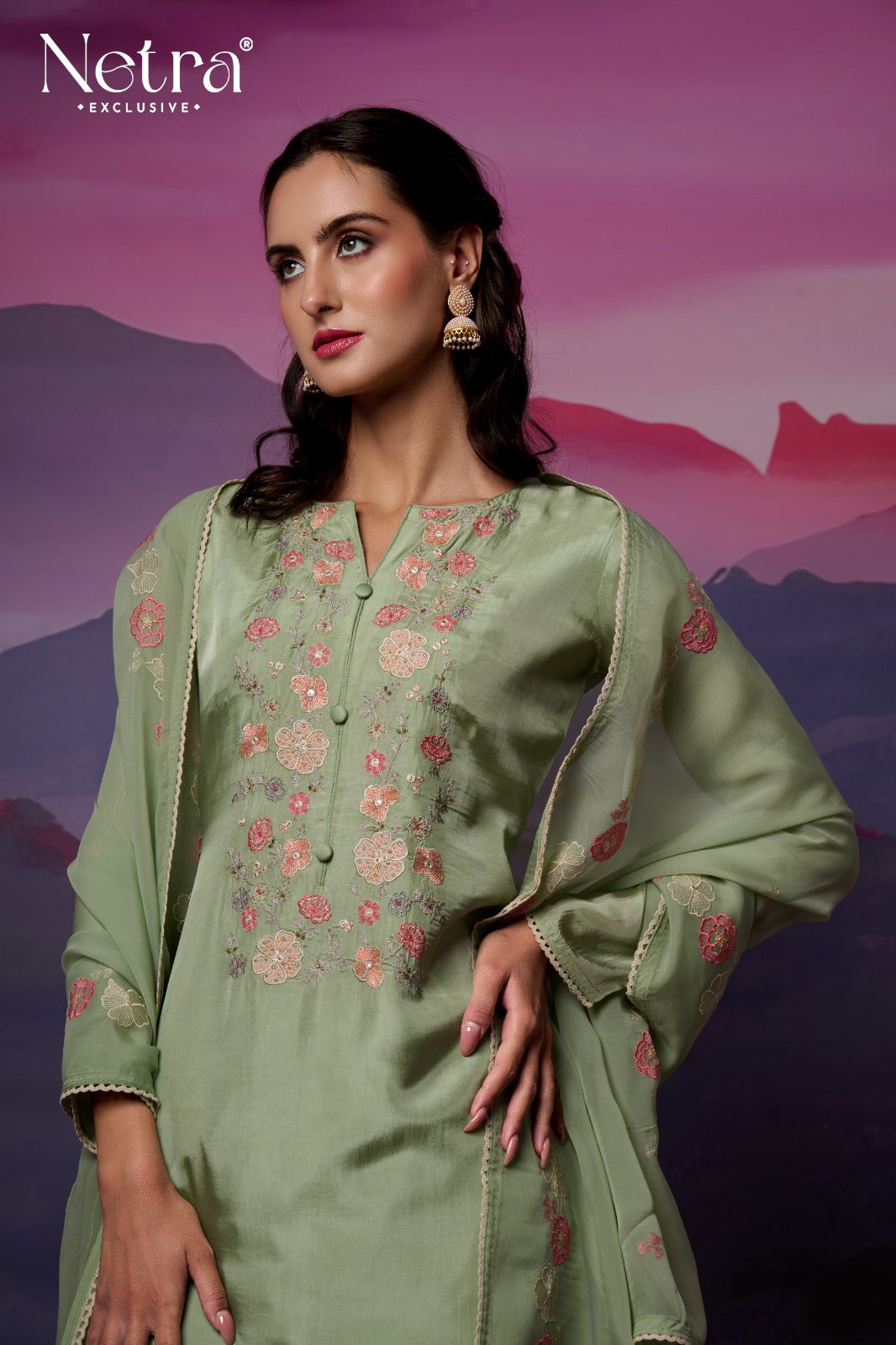 Eshana Netra Bemberg Silk Pant Style Suits Wholesale Rate