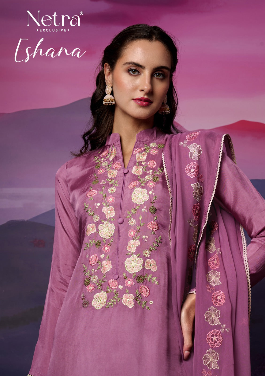 Eshana Netra Bemberg Silk Pant Style Suits Wholesale Rate