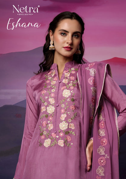 Eshana Netra Bemberg Silk Pant Style Suits Wholesale Rate